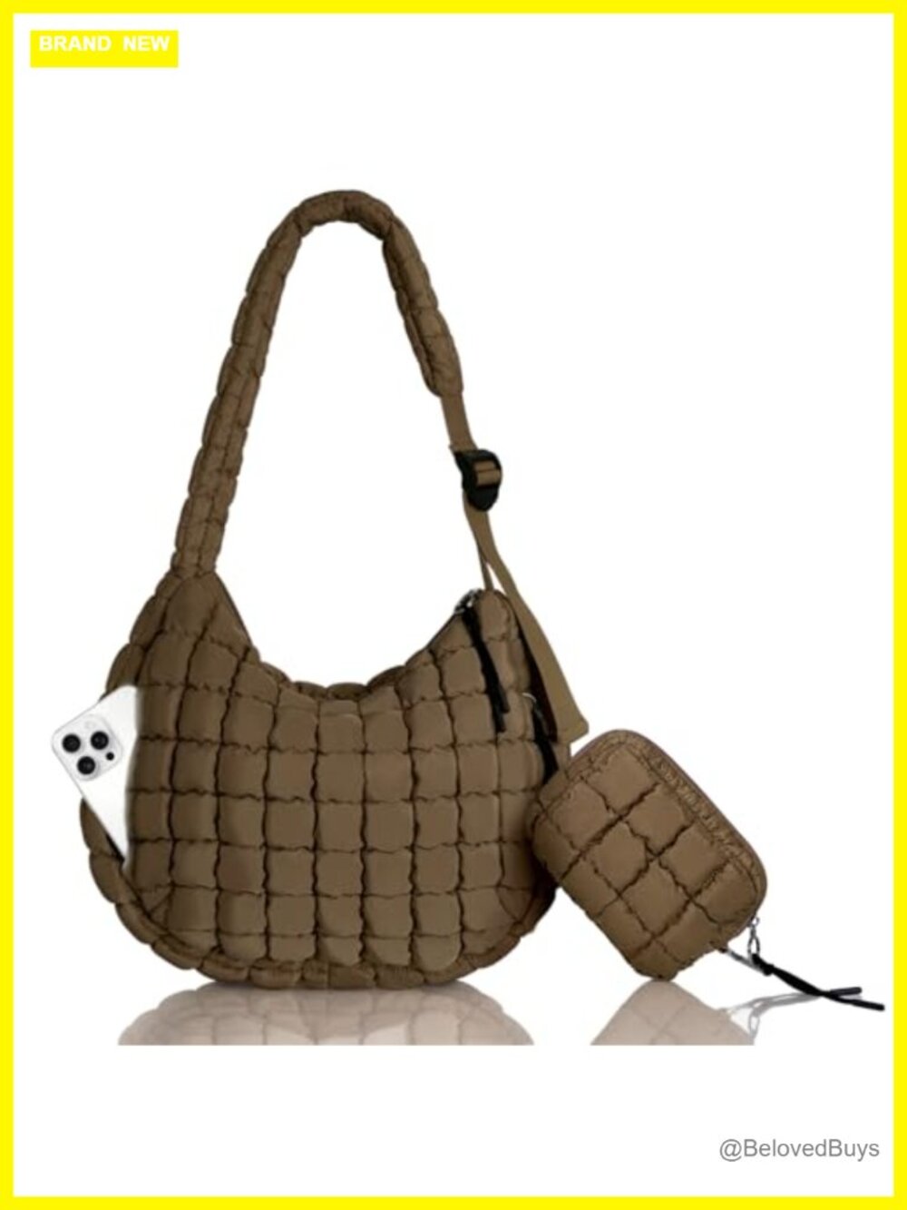Puffer Tote Bag Quilted Carryall Adjustable Shoulder Strap Hobo Crossbody